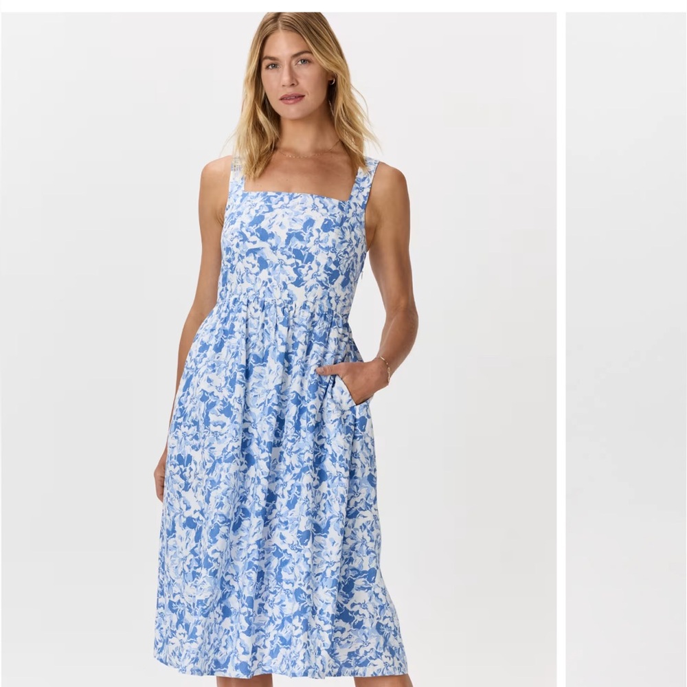 100% European Linen Fit & Flare Midi Dress